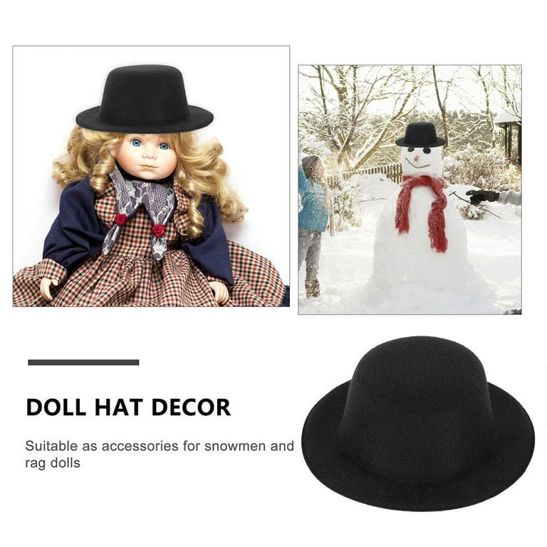 4Pcs Mini Cylinder Hats Small Top Hat Decorative Snowman Hat Doll