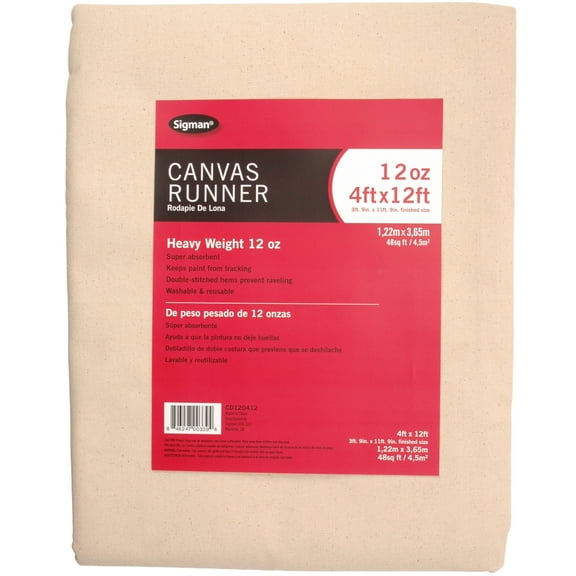Sigman 12 oz 4' x 12' Canvas Drop Cloth Runner
