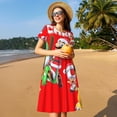 thumbnail image 3 of Lsque Mario Print Women's Casual Dress T-Shirt Summer Short Sleeve Scoop Neck Swing Dresses, 3 of 7