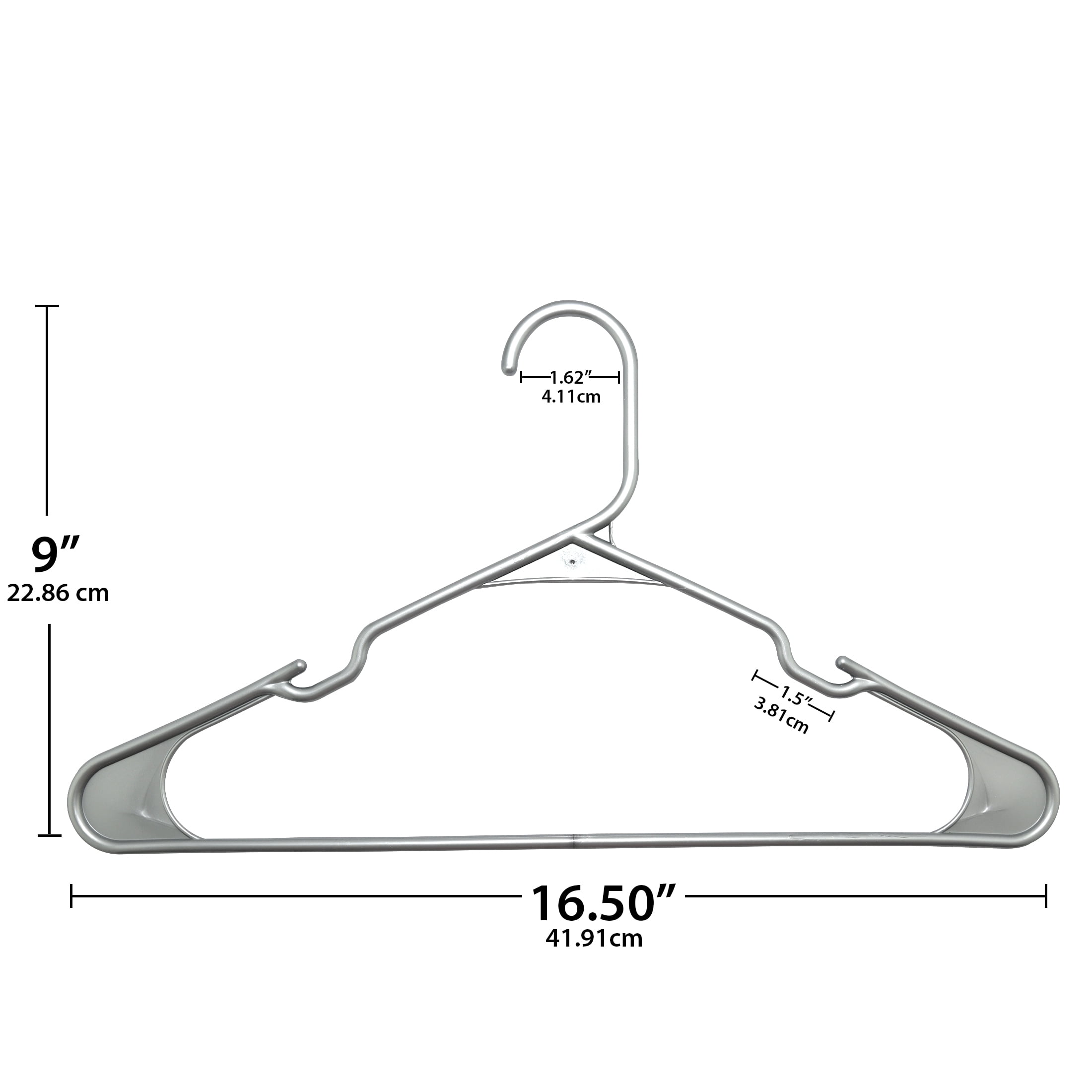 Mainstays Plastic Notched Adult Clothes Hangers, Silver Hail, 100 Count