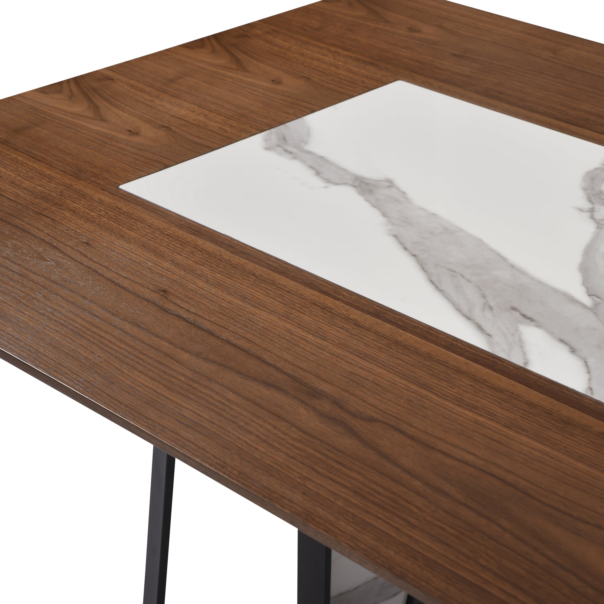 Tanya Contemporary 7-Piece Dining Set with Sintered Stone and Walnut-Finished Tabletop