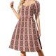 thumbnail image 2 of Kelly CA14 vestido de manga corta con estampado floral abstracto colorido ropa de mujer vestido morado, 2 of 7