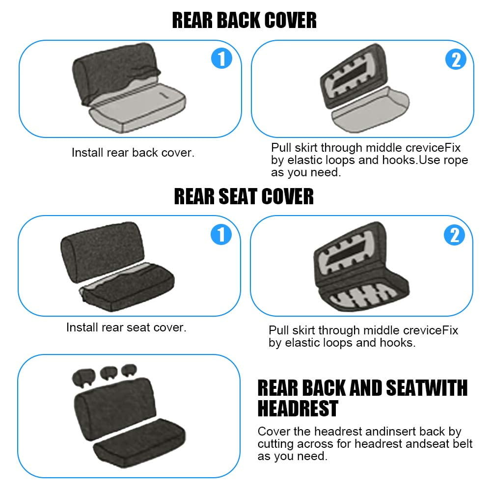 XiongXiong 9 Pcs Faux Leather Car Seat Covers Full Set, Front & Rear Bench Waterproof Seat Cover for SUV,Sedan,Van, Airbag Compatible, Classic Black