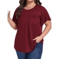 thumbnail image 3 of OutfitShow Plus Size Womens Tops Crew Neck Casual Tunic Short Sleeve Shirts Floral Blouses Loose Summer Tops, 3 of 7