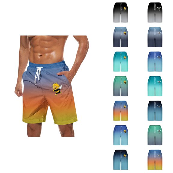 Ahuyic Plus Size Pants for Men,Mens Pants,Mens Casual Fashion Print Shorts With Pockets Elastic Waist Beach Pants,Mint Green,M