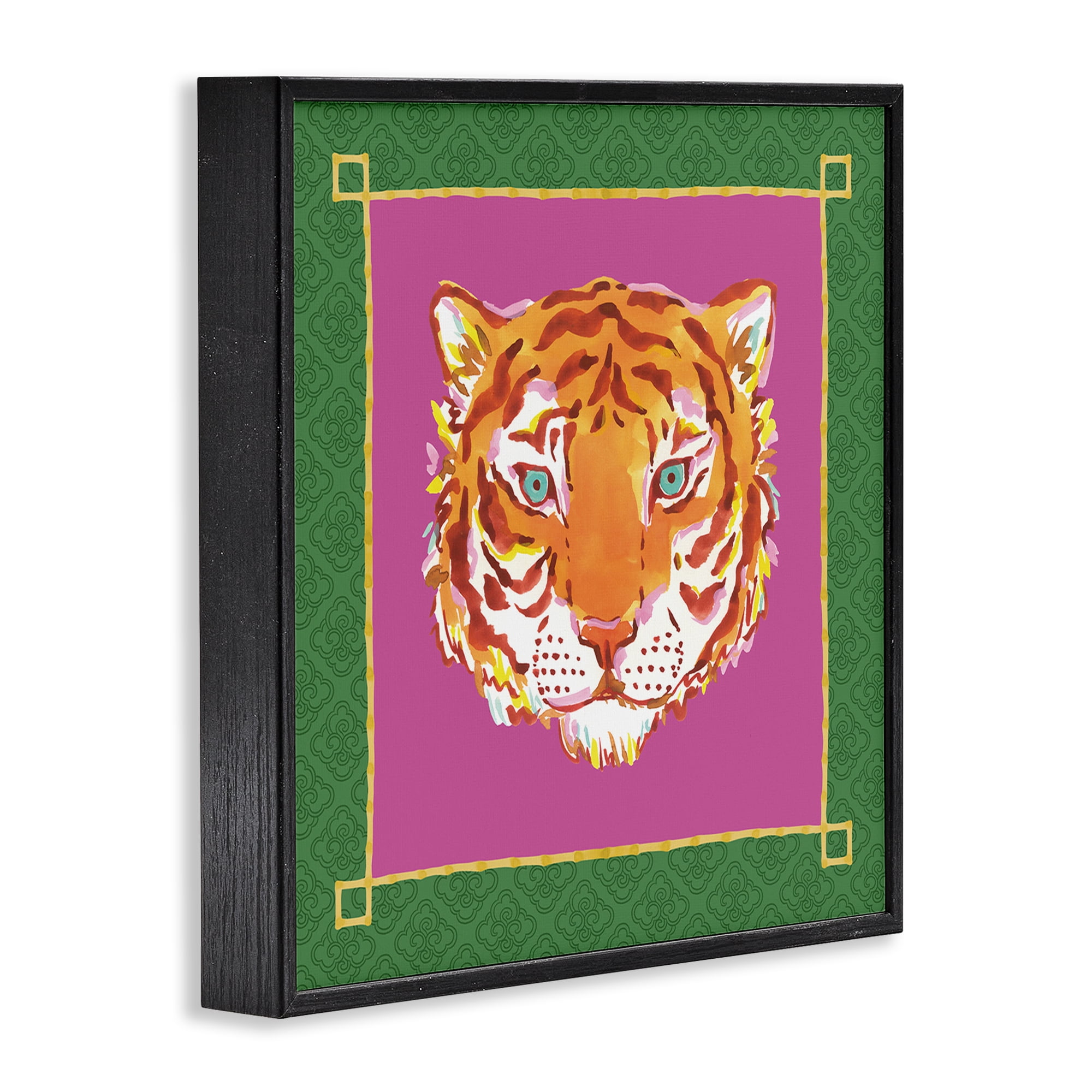Stupell Industries Bordered Exotic Tiger Portrait Black Framed Giclee Art, design by Karolina Sato