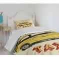 thumbnail image 4 of Ambesonne Retro Quilted Bedspread Set 2 Pcs, Pop Art Taxi Cab Vintage, Twin Size, Beige Yellow Ruby, 4 of 6