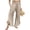 Khaki, variant on Womens Linen Pants Ruffle Hem Wide Leg Casual Summer Boho Trousers with Side Pockets
