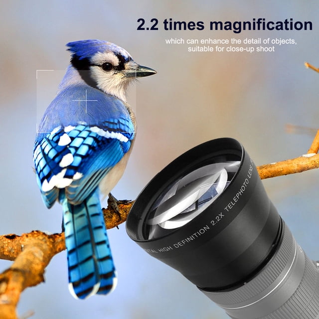 67mm 2.2X Universal Teleconverter Lens DSLR Cameras Accessory Black