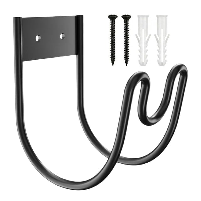 Wall Mount Garden Hose Holder,Metal Water Pipe Storage Rack,Heavy Duty Hose Hanger,Rustproof Solid Metal Wall Mount Structure Load Bearing Design,Sturdy Hook for Garden Hose Rope,Black
