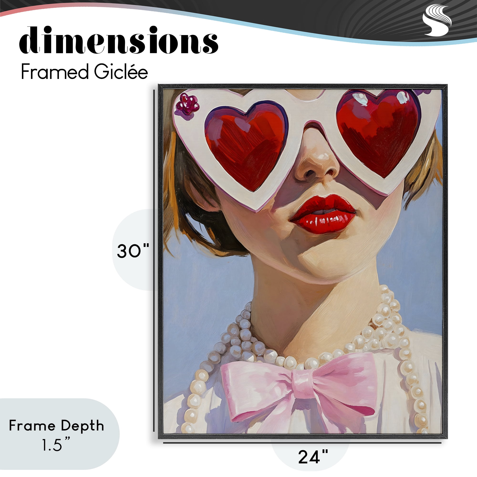 Stupell Industries Romantic Red Heart Glasses Black Framed Giclee Art, design by The Prints Vibe