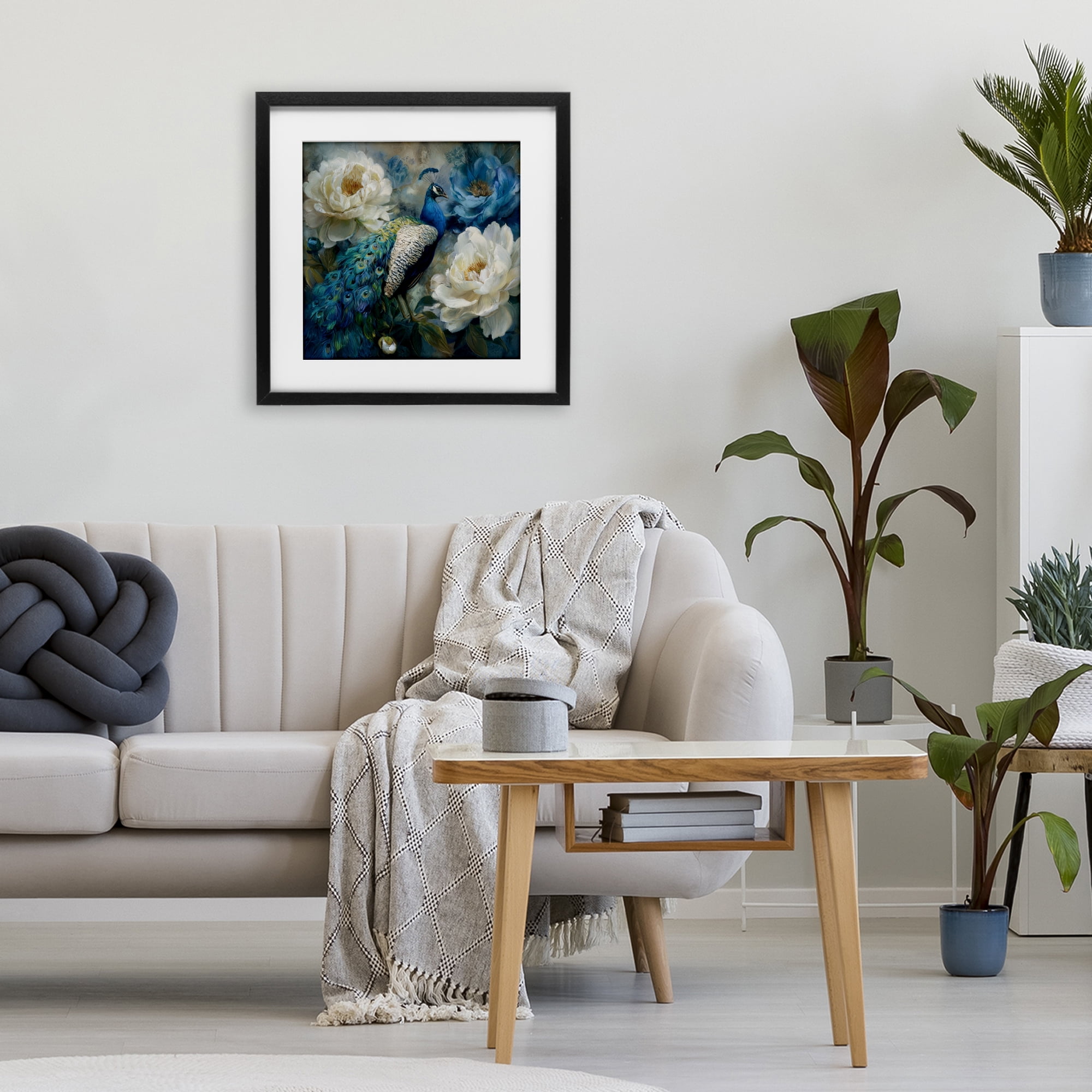 Stupell Industries Pretty Peony Peacock Black Framed Print Under Glass, design by Tina LeCour