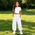 thumbnail image 5 of XINXIAOO Unisex Boys Girls Sweatpants Classic Fit Elastic Waist Wide Leg Pants with Pockets Girls Athletic Pants White Pants Kids Spring Fall Pants 10-11 Years, 5 of 7