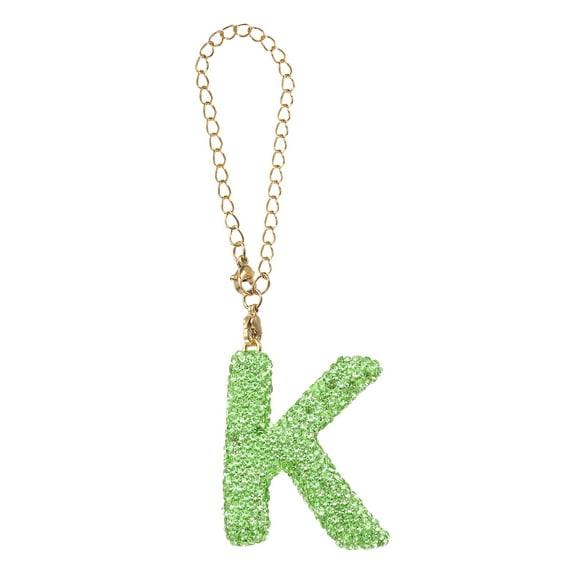 Uxcell Letter Bag Charm Bling Glitter Letter Charm Initial Green K Shape