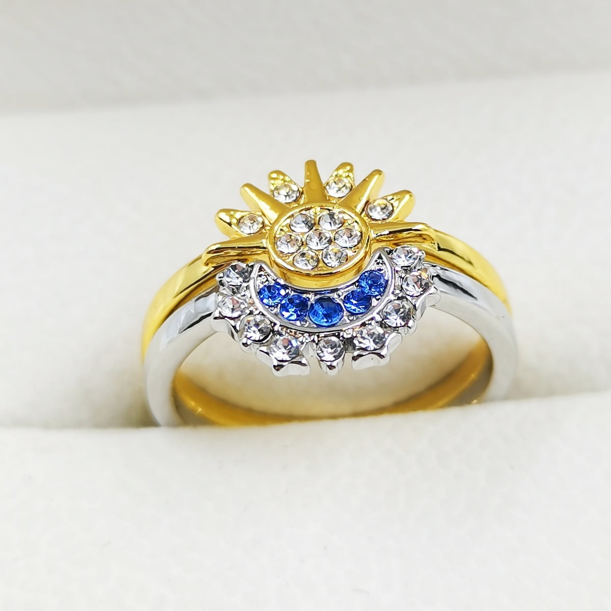 Sun and Moon Ring gold 2Pcs Sparkling Sun Moon Pattern Rings Gold Silver Ring Moon and Sun Shaped Ring Friendship Ring for Women Couples Walmart