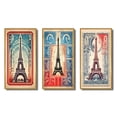 thumbnail image 2 of Designart "Stamp Illustration of Eiffel Tower in Paris II" City Paris Framed Wall Art Set Of 3 - Blue Paris Frame Canvas Set For Living Room Decor, 2 of 6