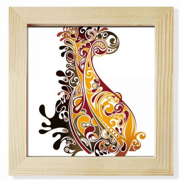 Colorful Peacock Animal Art Outline Square Picture Frame Wall Tabletop Display