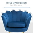 thumbnail image 3 of HOMCOM Elegant Velvet Fabric Accent Chair/Leisure Club Chair with Gold Metal Legs for Living Room, Blue, 3 of 9