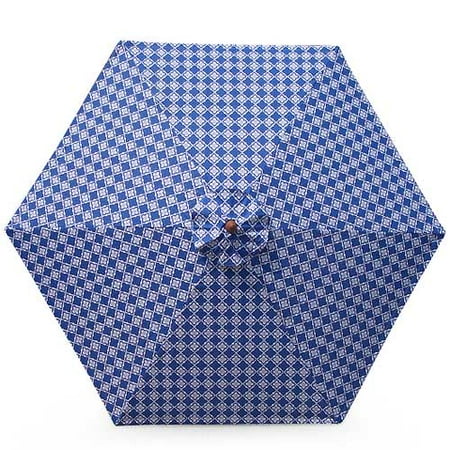 Plantation Patterns Tangine Blue 9' Market Umbrella