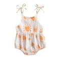 thumbnail image 1 of Seyurigaoka Baby Girls Summer Rompers Sun/Sunflower Print Sleeveless Bodysuit, 1 of 7
