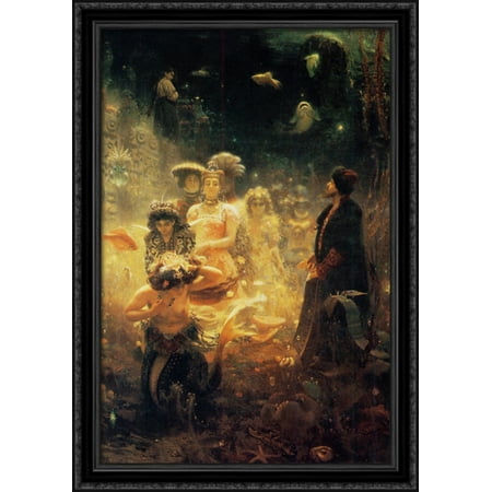 Ss Black Wood - Sadko 28x40 Large Black Ornate Wood Framed Canvas Art by Ilya Repin