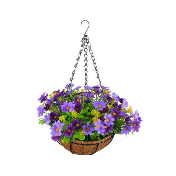 Artificial Hanging Flowers in Basket for Lawn Decor Indoor-