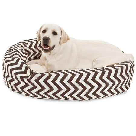UPC: 0788995544258 | Majestic Pet | Chevron Sherpa Bagel Pet Bed For Dogs  Chocolate  Large