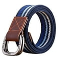 thumbnail image 5 of Women Men Double Ring Buckle Canvas Belt Simple Casual Versatile Youth Cargo Waist Band Outdoor Sport Jeans Accessories, 5 of 8