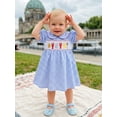 thumbnail image 5 of BemeyourBBs Toddler Baby Girl Crayfish Summer Gingham Dress Little Girl Plaid Sundress Lobster Embroidered Puff Short Sleeve Doll Collar A-line Dresses, 5 of 9