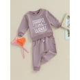 thumbnail image 3 of Wassery Baby Boys Girls Fall Outfits Clothes 6M 12M 18M 24M 3T Kids Boys Girls Long Sleeve Letter Print Sweatshirt and Long Pants Casual Autumn Clothing for Toddler Boys Girls, 3 of 9