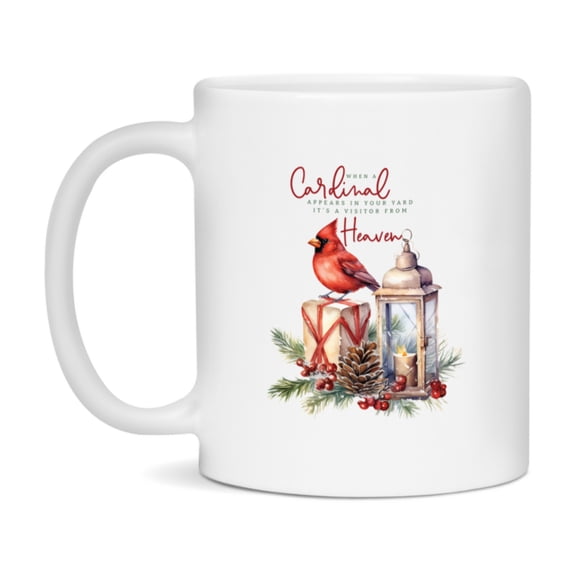Red Cardinal Mug – Northern Red Cardinal Christmas Mug with Heartfelt Message, 11oz or 15oz White Ceramic Coffee Cup