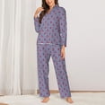 thumbnail image 6 of Rateoe Anchors Pattern Womens Pajamas Set Long Sleeve Sleepwear Button Down Nightwear Soft Cotton Pj Lounge Sets, 6 of 9