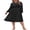 Black, variant on Women's Plus Size Swiss Dot Long Sleeve Chiffon Dresses Flowy High Waist A Line Ruffle Babydoll Midi Dress