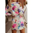 thumbnail image 3 of Women's Multicolor Floral Print Wrap Tie Mini Shirt Dress, 3 of 16