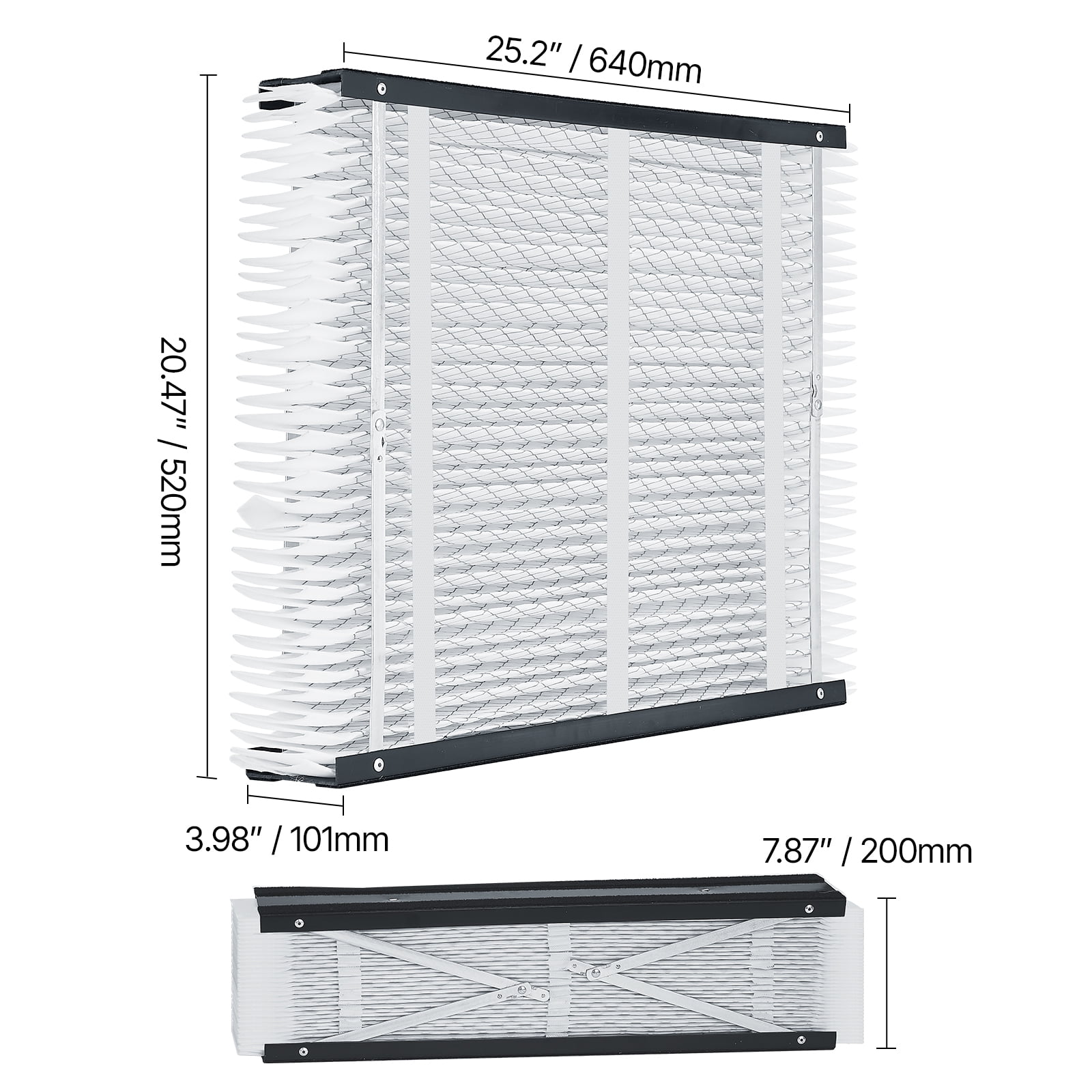 KFFKFF 20 x 25 x 4 Furnace Filter, MERV 16 HVAC AC Filters, Electrostatic Pleated Air Conditioner Filters, 2-Pack (Actual Size: 20.47 x 25.20 x 3.98 Inch) for Reducing Dust, Smog, and Pet Dander