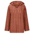 thumbnail image 6 of Htigea V-Neck Hooded Sweaters for Women Oversized Cable Knit Long Sleeve Hoodies Ladies Casual Loose Fit Pullover Tops Wine M, 6 of 7
