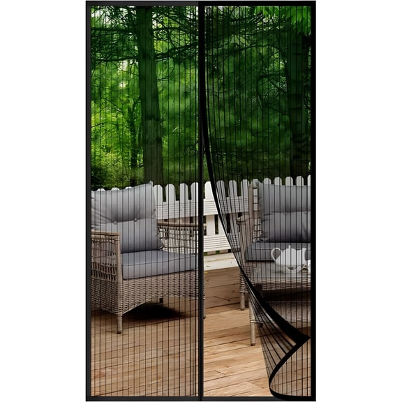 ZHZFKQ Magnetic Screen Door,Size 39"×82" ,Heavy Duty Door Screen Magnetic Closure Keep Bugs Out,Screen Door Mesh- Pet and Kid Friendly Fits,Free Double-sides Tape,White Magnetic Door Curtain