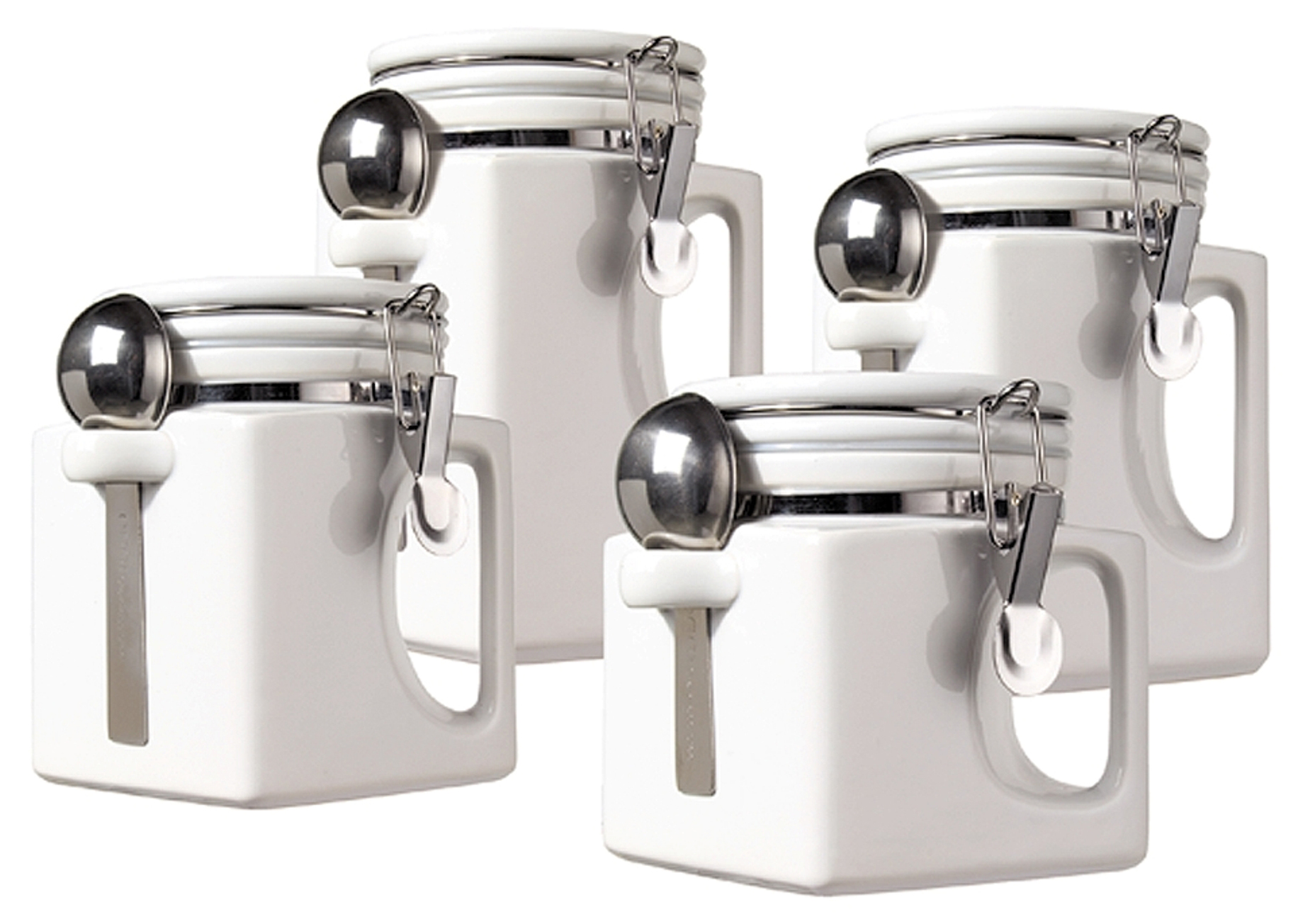 Oggi Corporation 5336.1 White Ceramic EZ Grip Handle Canister Set