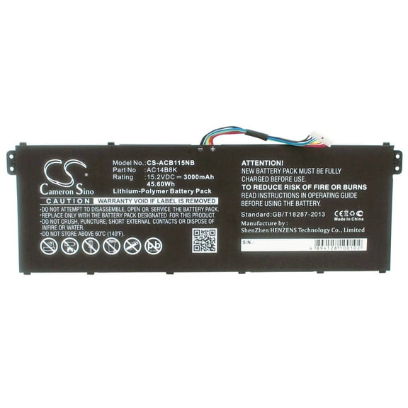 Battery for Acer Gateway AC14B18K AC14B18K AC14B8K AP14B8K MS2392 NE511 NE512