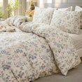 thumbnail image 2 of Juego de cama EAVD Chic Garden, funda de edredón con estampado floral, color beige completo, 2 of 9
