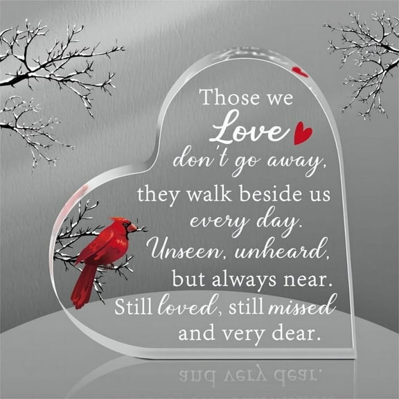 Memorial Gifts for Loss of Father Mother Sympathy Gifts Red Cardinal Memorial Bereavement Acrylic Heart Condolence Gifts in Memory of Loss of Loved Grief Gift In Memory Gift Birthday Father's Day