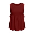 thumbnail image 4 of Karymi Womens Workout Tops Round Neck Side Drawstring Cut‑Out Sleeveless Peplum Tank Top, Solid Crinkled Textured Loose‑Fit Blouse, Split Side Summer A-line Shirt Womens Blouses, 4 of 7
