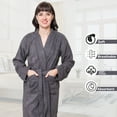 thumbnail image 2 of GOLD TEXTILES Premium Terry Cloth Robes for Women Lightweight Long Bathrobe, Adjustable Towel Robe Belt with Collar Medium Long Gray Pack of 1, 2 of 6