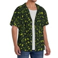 thumbnail image 3 of Lafuoo Green Branch Olive Pattern Men's Cuban Collar Short Sleeve Shirt, Button-Down Resort Beach Pocket Shirt-Large, 3 of 7