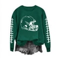 thumbnail image 2 of Mceream Sunday Funday Football Sweatshirts Women Casual Crewneck Game Day Sweatshirt Long Sleeve Funny Football Graphic Shirt Pullover Tops Green XL, 2 of 4