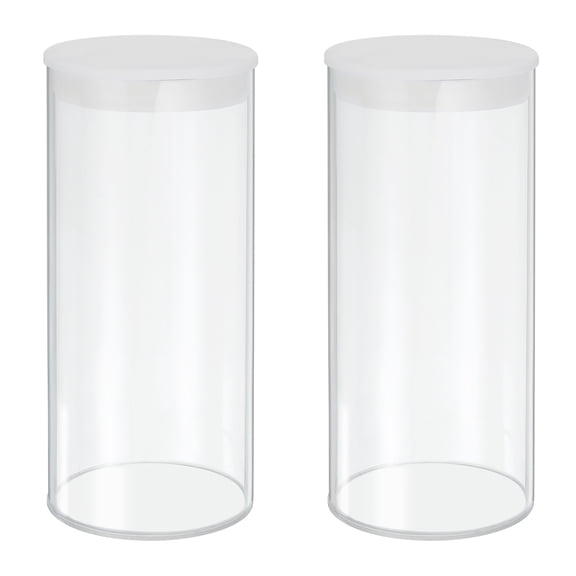 Uxcell Transparent Plastic Storage Tubes, 2 15/16" x 6" with Black Lid, 2 Set