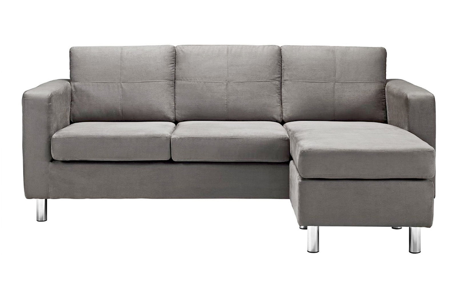 Modern Reversible Small E Configurable Microfiber Sectional Sofa
