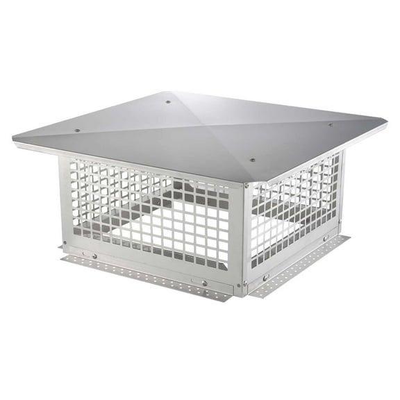 Wqmh Chimney Cap 17x17inch Practical Accessories & Easy Installation, Fits Mesh Covers Outside Clay Flue Shingles, Silver