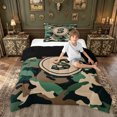 thumbnail image 2 of meiyoeat Camo Letter S Twin Comforter Sets for Boys, Vintage Camouflage Bedding Set, Green, Black Reversible, 2-Piece, 1 Comforter and 1 Pillowcase, 2 of 6
