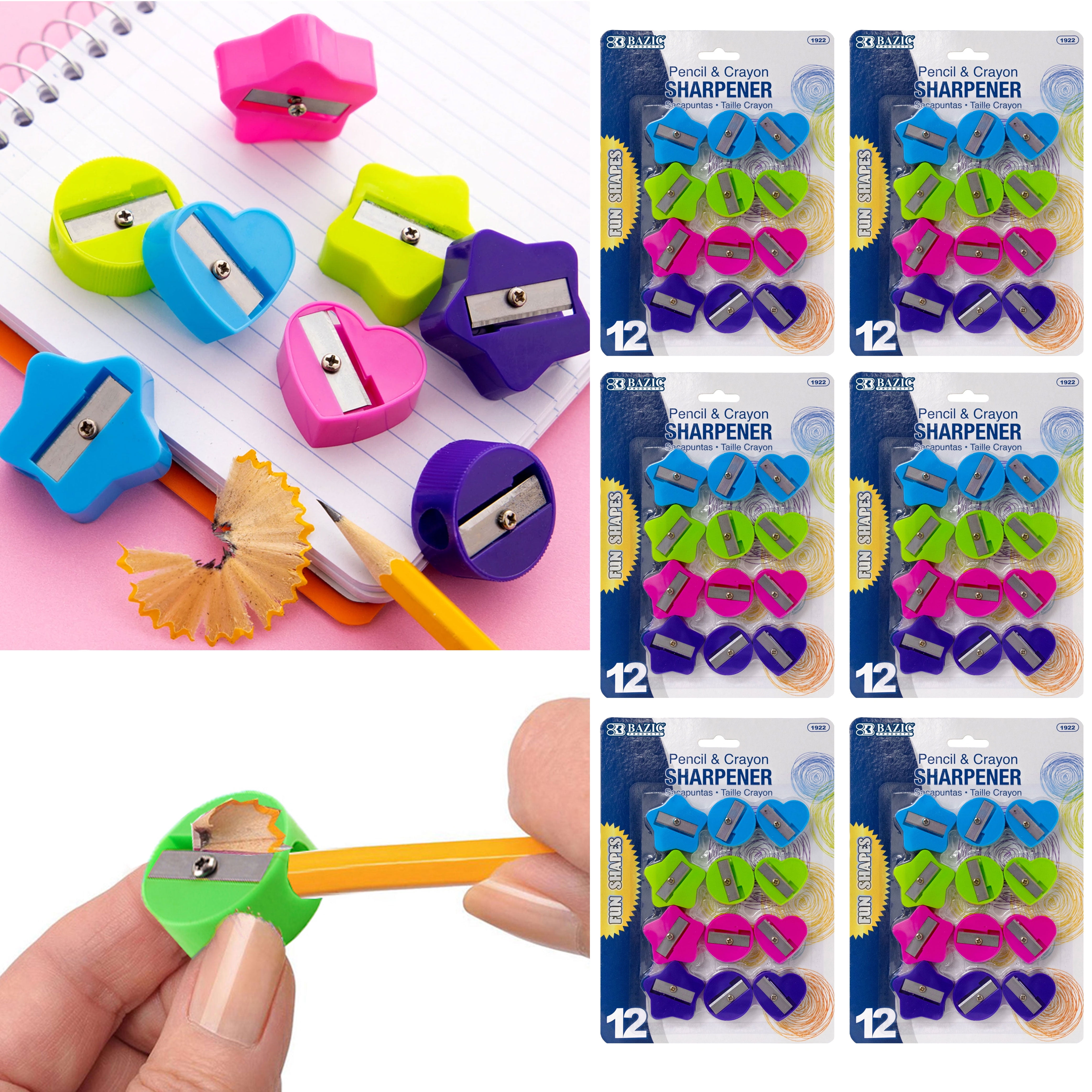 72pc Miniature Assorted Plastic Pencil Sharpener Back to School Bulk Supplies 